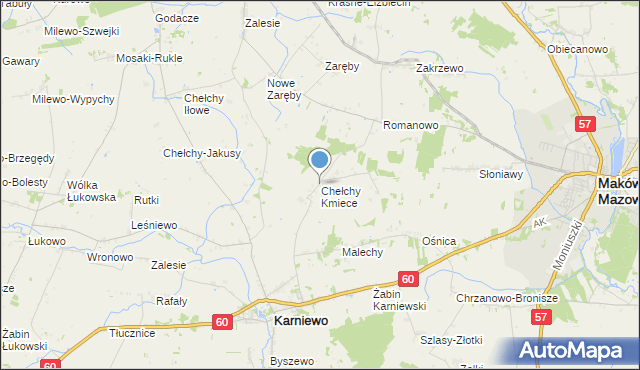 mapa Chełchy Kmiece, Chełchy Kmiece na mapie Targeo